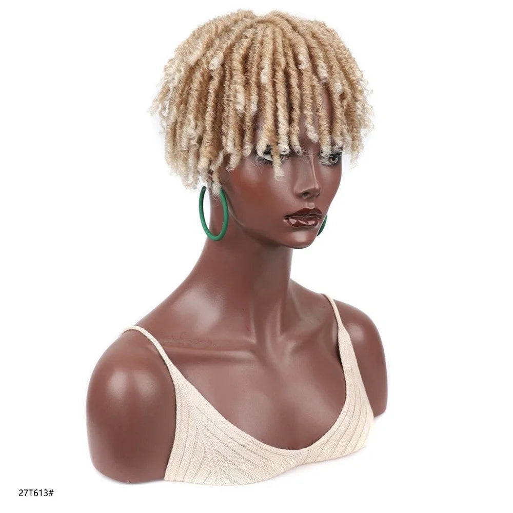 Jeedou Synthetic Toupee Hairpiece Wig Short Curly Hair Braided Hair Clip On Hair Afro Women Black Wig For Thinning Hair