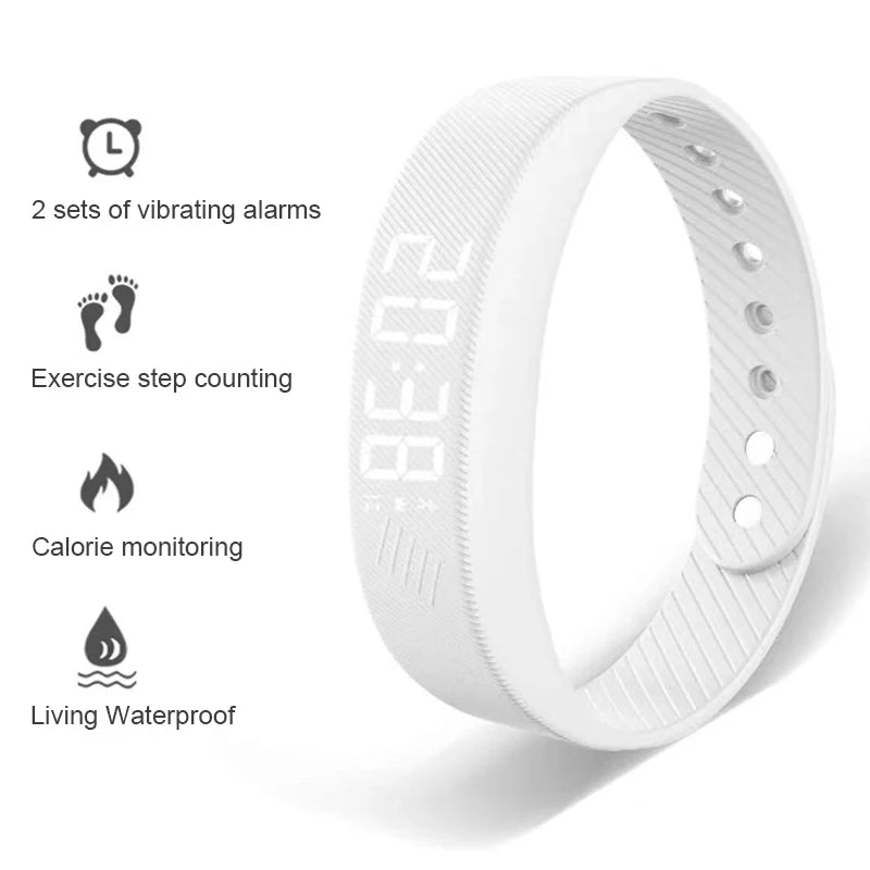 Reloj inteligente Pulsera deportiva Pulsera inteligente con despertador vibrador Pulsera podómetro para estudiantes hombres y mujeres