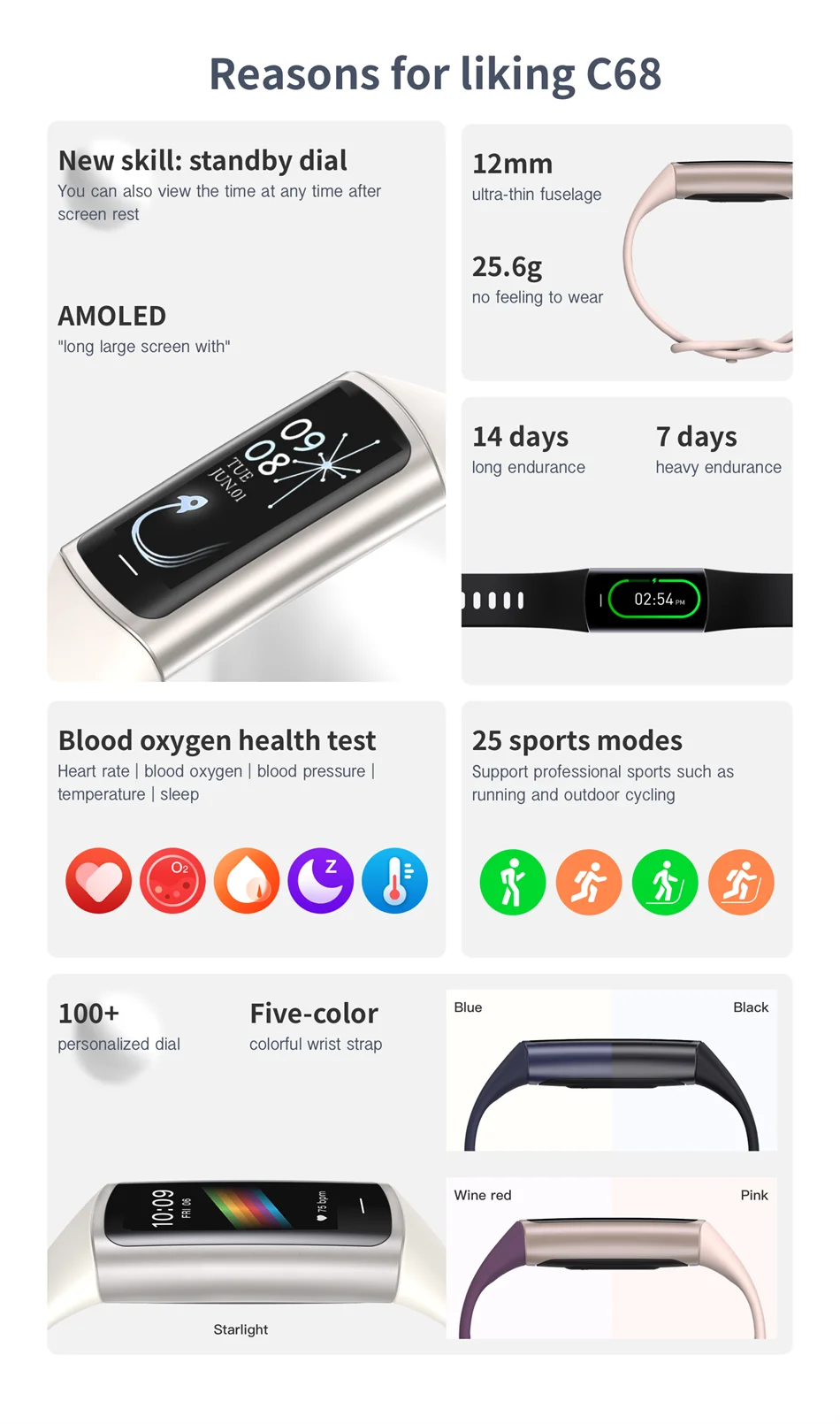 Pulsera inteligente deportiva rastreador de actividad para hombre y mujer banda impermeable conectado al teléfono rastreador de hombres reloj inteligente para Android iOS