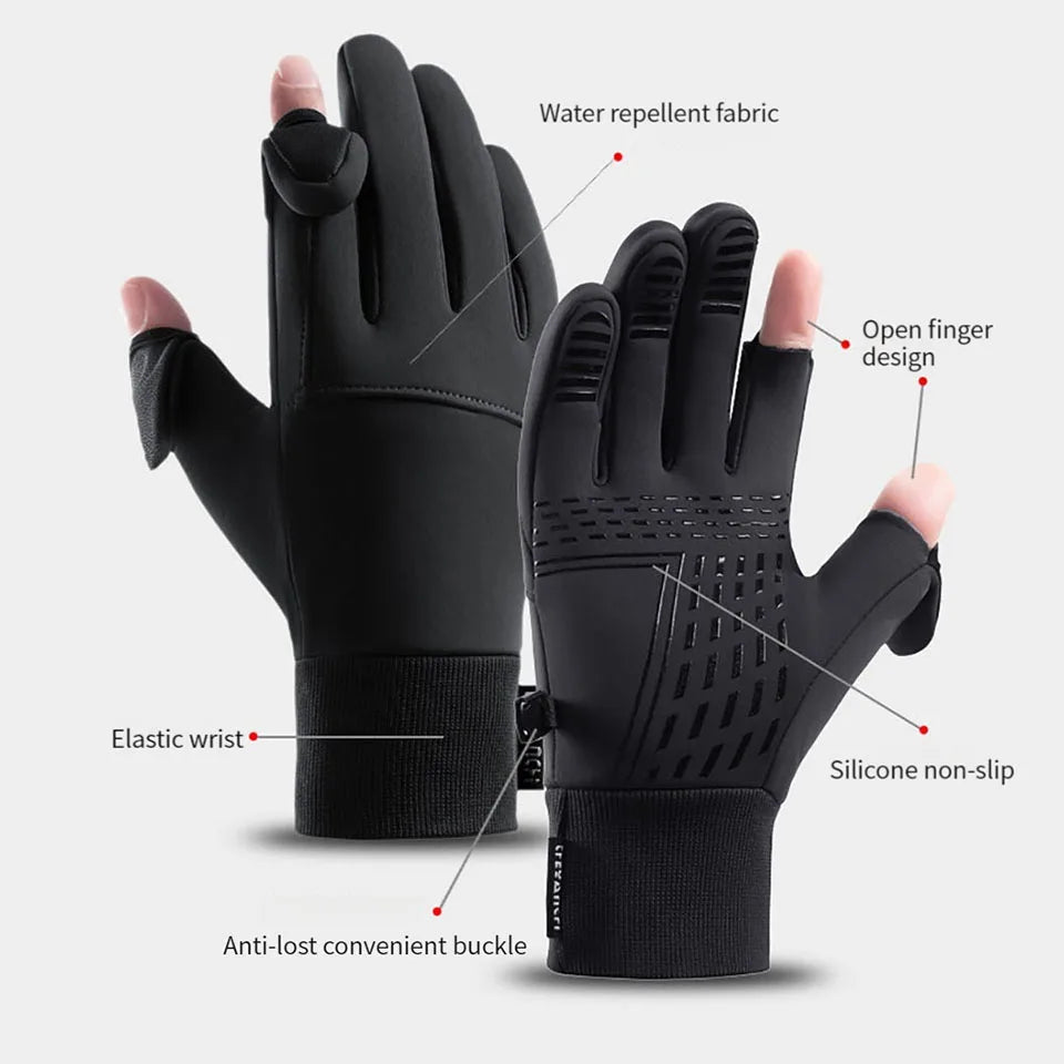 GTUBIKE Nuevos guantes de invierno cálidos para hombres y mujeres, resistentes al viento, impermeables, con pantalla táctil, para correr al aire libre, pescar, andar en bicicleta, esquiar