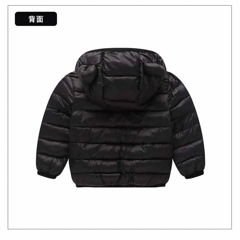Abrigo de plumón de invierno para bebés, chaqueta de dibujos animados para niños y niñas, ropa de abrigo con capucha cálida para niños, nueva ropa de algodón ligero de otoño, top casual para niños