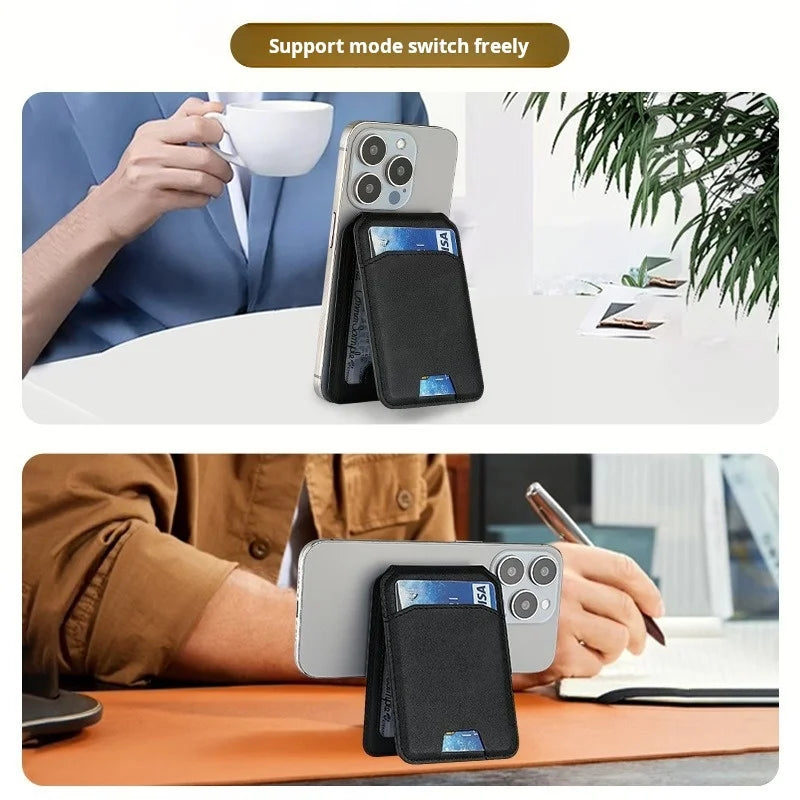 For Magsafe Magnetic Pu Leather Wallet Stand Credit Card Holder for Iphone 16 15 14 13 12 Pro Max Card Holder Phone Bag Cover