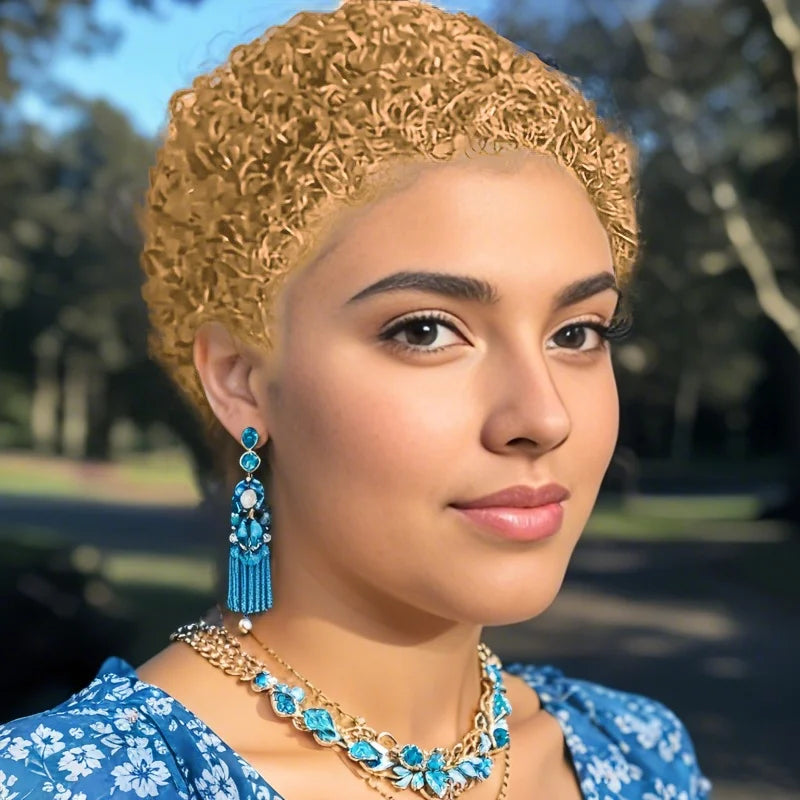 Short Afro Kinky Curly Pixie Wig – 100% Human Hair, Machine-Made