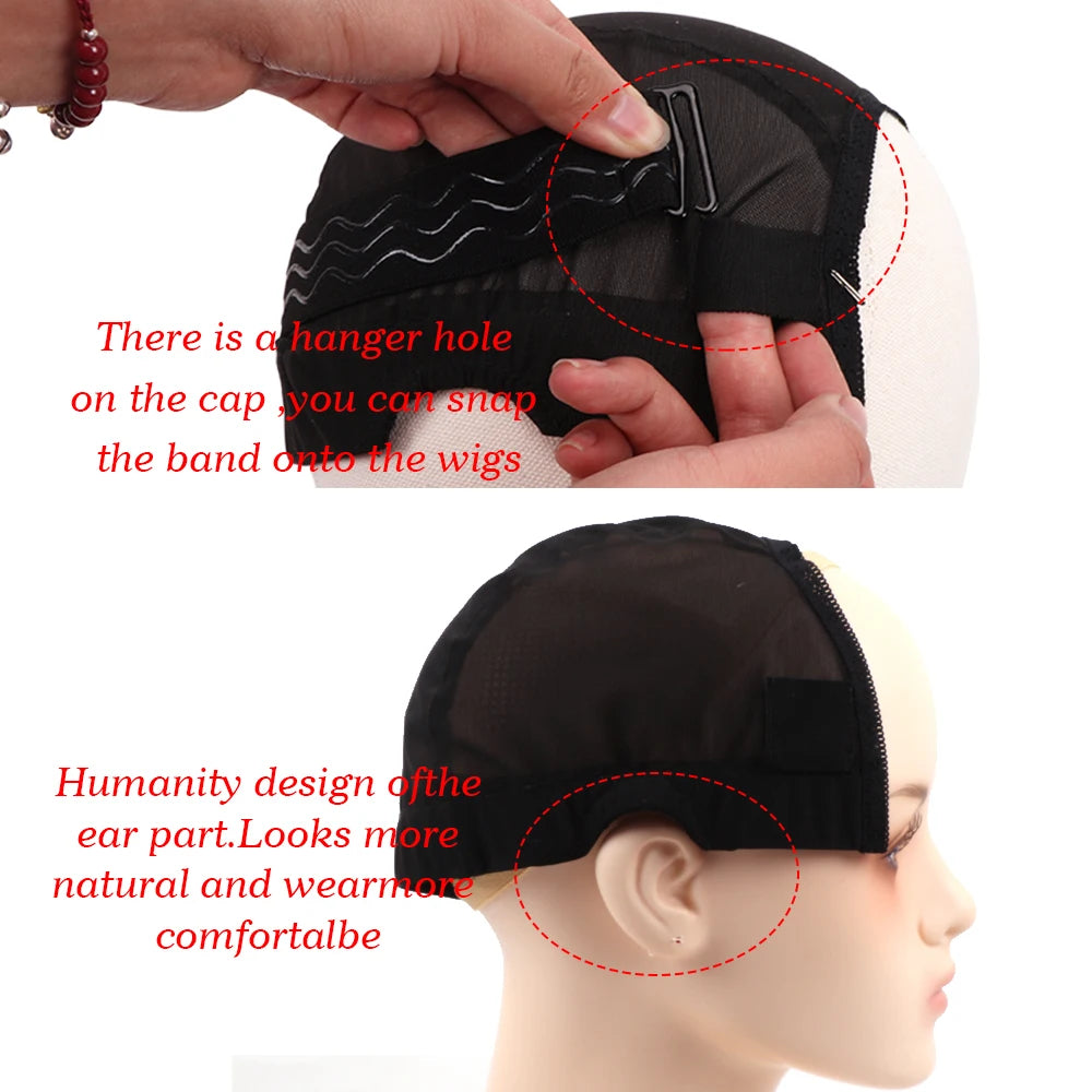 Gorro de peluca de 4*4 5*5 para hacer pelucas de encaje con banda antideslizante de malla y silicona, ajustable para pelucas sin pegamento