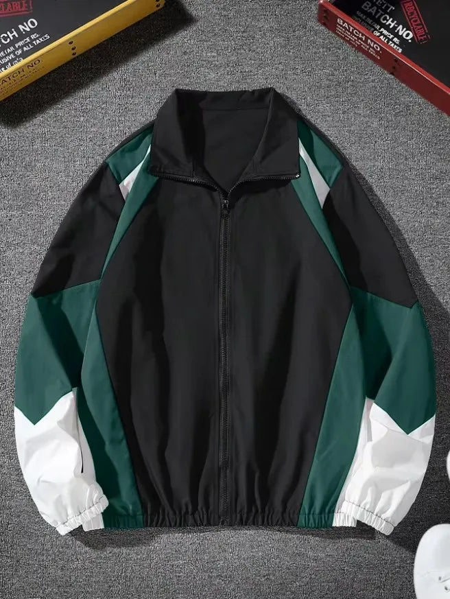 Chaqueta para hombre con bloques de color, ligera, casual, para viajar, resistente al viento y al desgaste, tela de alta calidad, regalo para novio