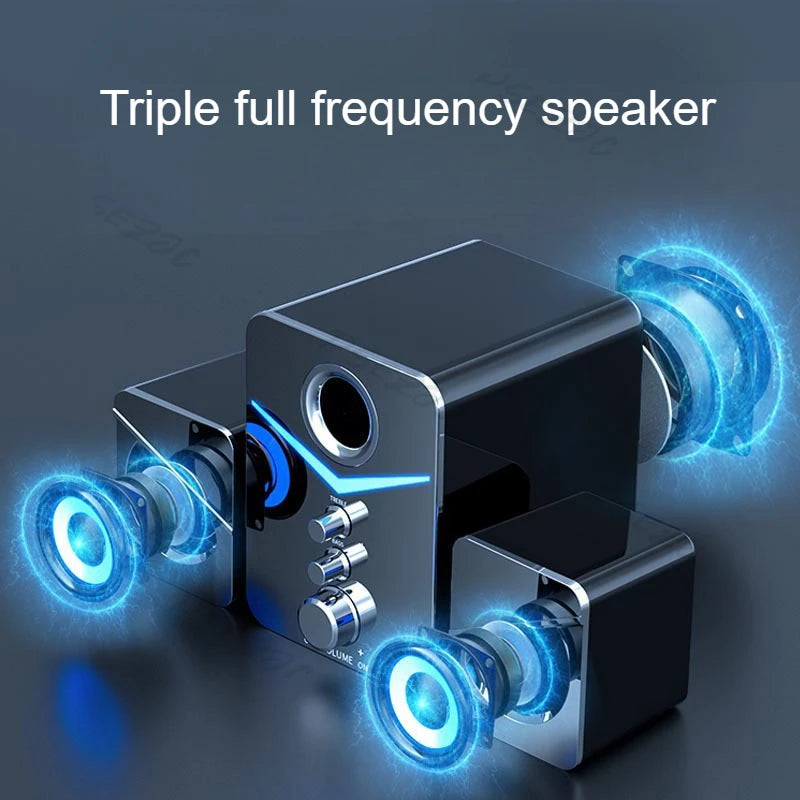 SADA Altavoz de computadora para el hogar, escritorio, laptop, altavoz pequeño universal, subwoofer con cable para escritorio