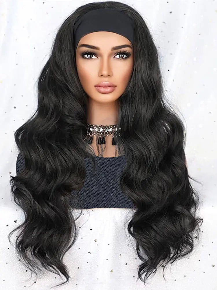 Peluca de Diadema Ondulada Humana, Media Peluca de Diadema Rizada para Mujer, Peluca de Cabello Humano Liso de Onda Profunda