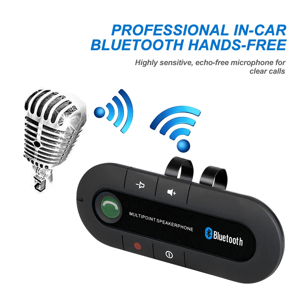 Altavoz Bluetooth manos libres para coche, kit manos libres, clip para parasol, receptor de audio inalámbrico, altavoz inalámbrico, reproductor de música MP3 estéreo inalámbrico