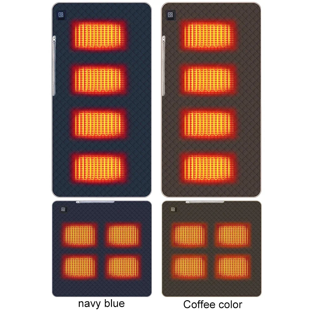 Silla de camping con 4 zonas de calor, alfombrilla térmica USB/tipo C recargable, 3 velocidades ajustables, control de temperatura inteligente, almohadillas térmicas de invierno