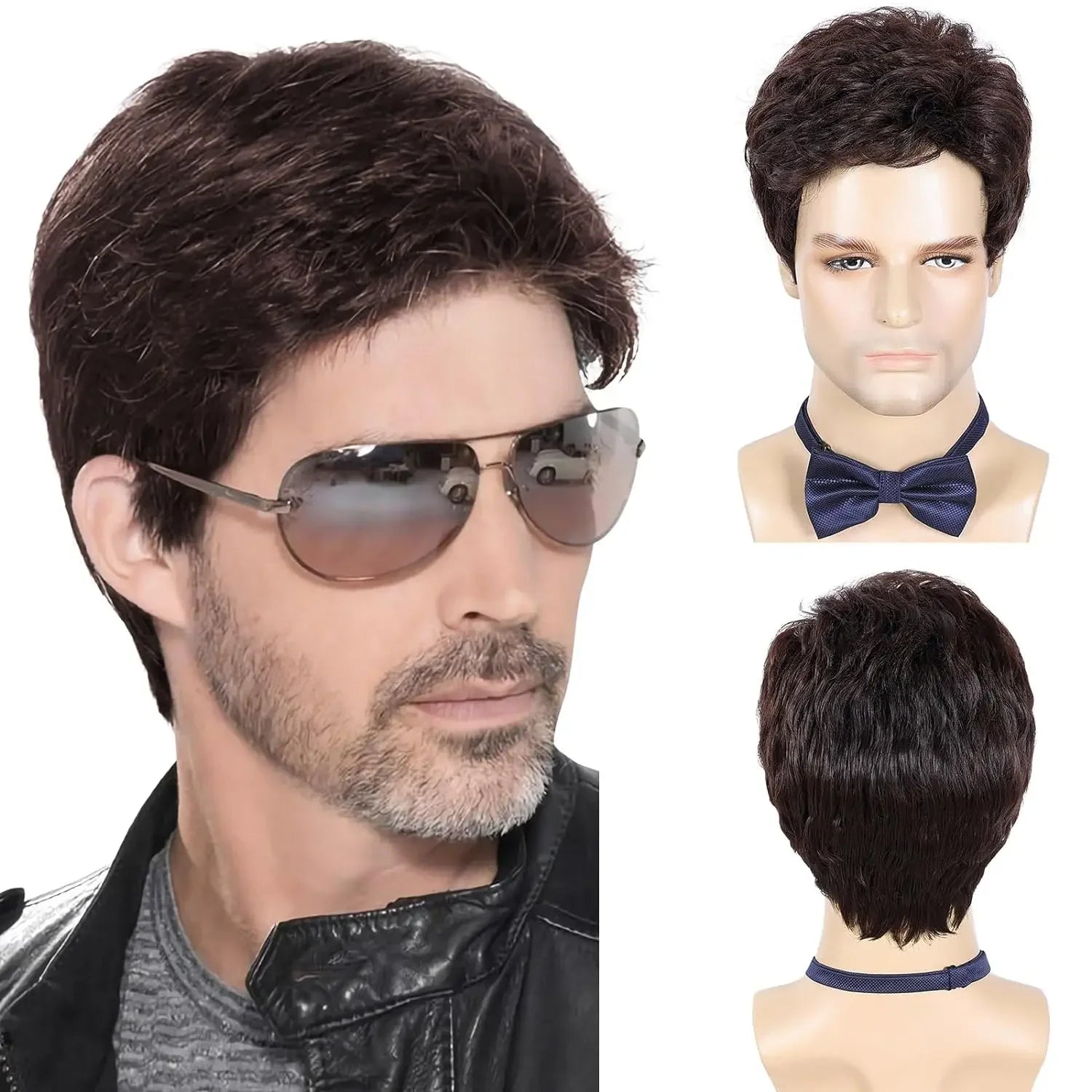 Peluca para hombre gris plateado
