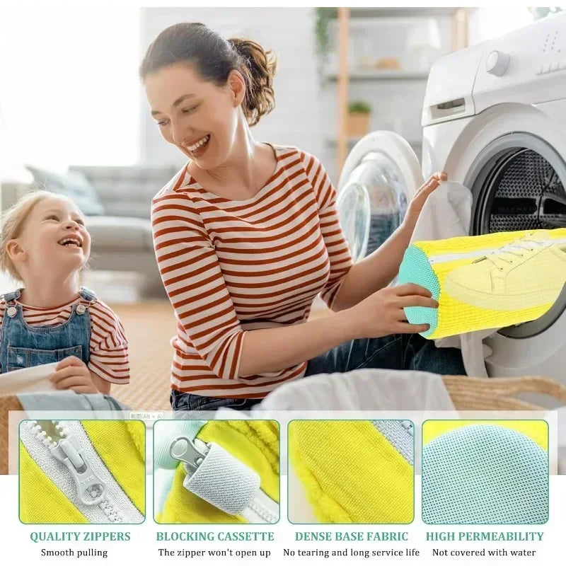 Bolsas de lavandería Bolsa para lavar zapatos a máquina - con cremallera Bolsa de lavandería con abundante pelusa en el interior, perfecta para zapatillas deportivas y calzado informal