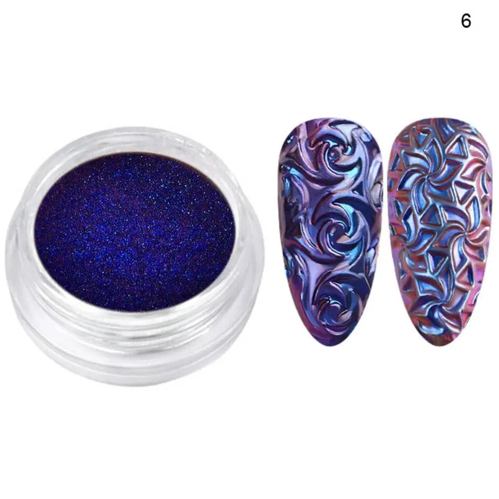 1jar Purple Color Shift Chrome Nail Powder Chameleon Metallic Mirror Effect Nail Fine Dust Manicure Rubbing Pigment Dust 0.3g R4