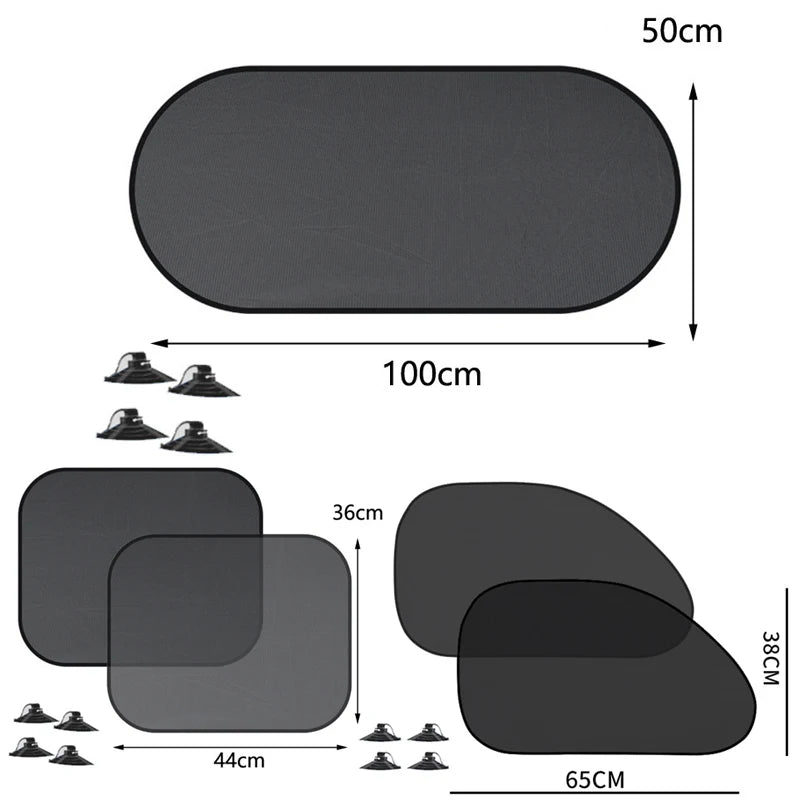 Lot de 1 à 5 pare-soleil pour vitres latérales de voiture, pare-soleil pour vitres avant et arrière, protection UV d'été à ventouse