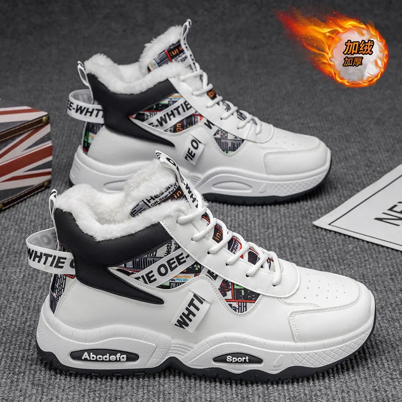 Varme fleece-høye støvler for menn