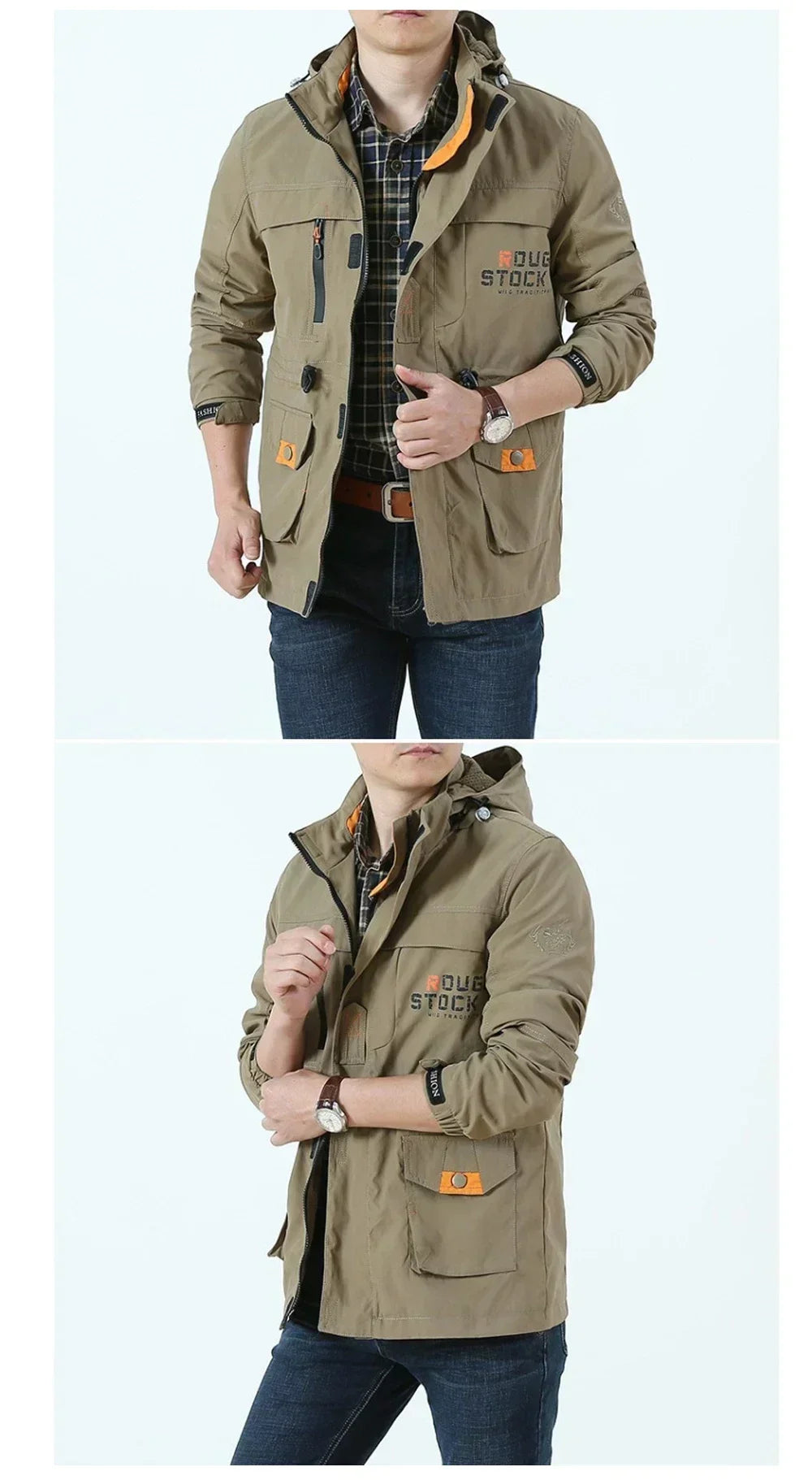 Ropa Hombre primavera otoño Chaquetas Casual Abrigos Senderismo Cortavientos Chaquetas con Capucha Moda Militar Cargo Bomber Chaquetas de Hombre