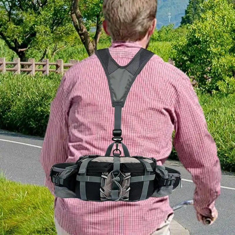 Sac banane de randonnée avec 2 porte-bouteilles d'eau, sac banane d'extérieur, sac à dos de cyclisme étanche, sangle réglable, sac de rangement pour le sport