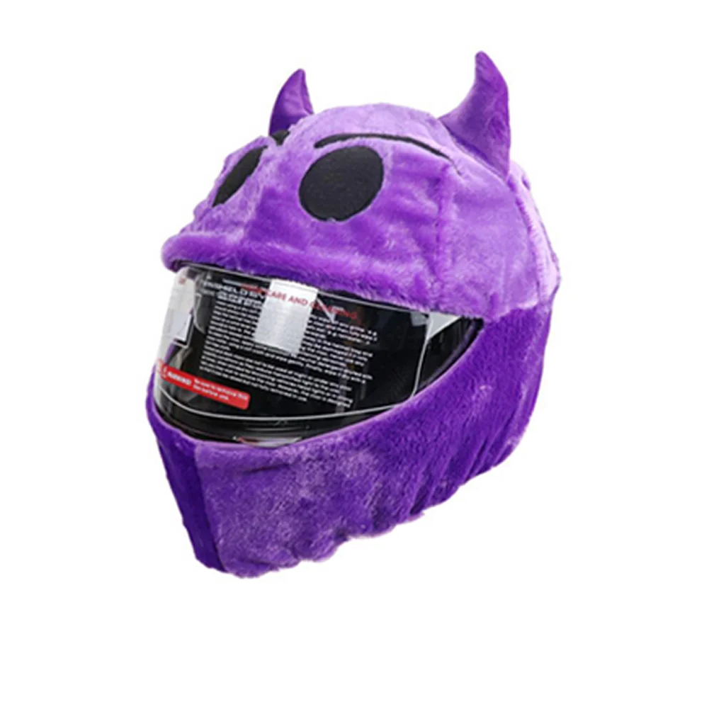 Funda para casco de motocicleta de 4 piezas, divertida, protectora, de felpa, de dibujos animados, con empalme de cabeza de Imp.