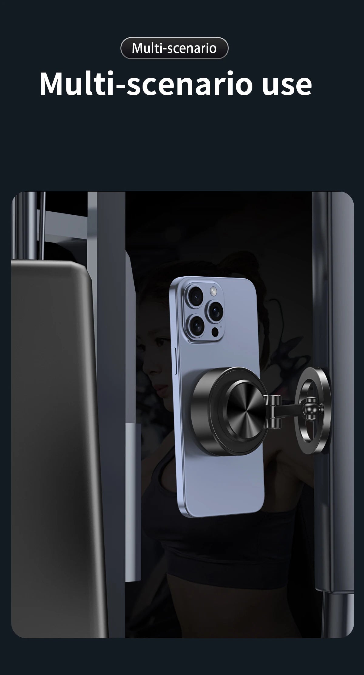 Support de téléphone de voiture double face, support d'adsorption magnétique sous vide avec chargeur sans fil, support de téléphone de voiture rotatif à 360 degrés