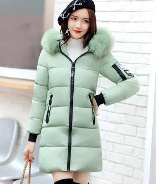 Varm parka med pelskrage til dame