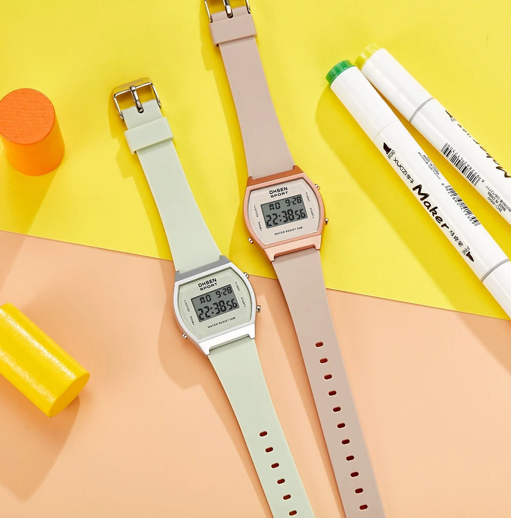 Reloj deportivo digital para mujer, resistente al agua, a la moda, blanco, para damas, reloj de pulsera electrónico para niños, relojes LED con alarma, regalos