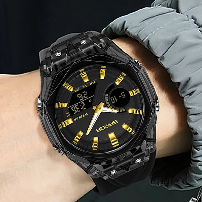 Relojes deportivos digitales para hombre, marca de lujo, relojes de pulsera de cuarzo para hombre, reloj de pulsera multifunción de doble pantalla