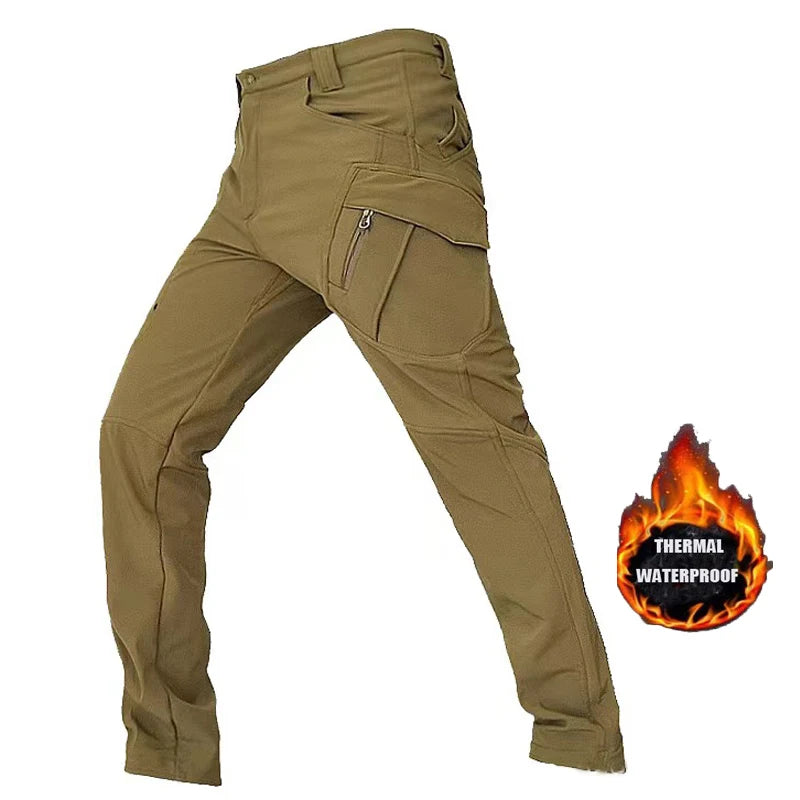 Chaquetas impermeables de lana SoftShell para hombre, otoño e invierno, con capucha, para pesca, senderismo, camping, escalada, esquí, pantalones