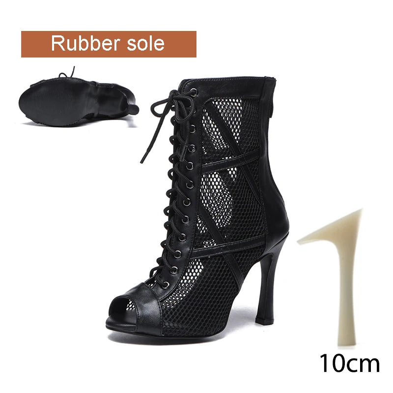 DKZSYIM Zapatos de baile latino para mujer, color rojo y negro, zapatos de jazz de salón de baile, tacones de 5-11 cm para mujer y hombre, para salsa y tango