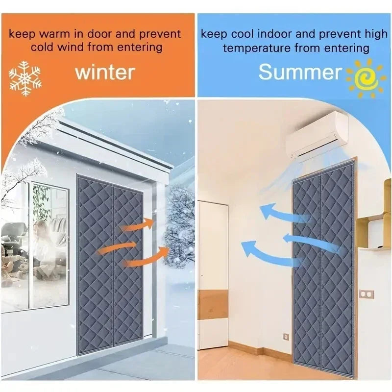 Rideau de porte isolant en coton épais et chaud pour l'hiver, à longues bandes magnétiques, isolation thermique, cloison, fournitures pour la maison