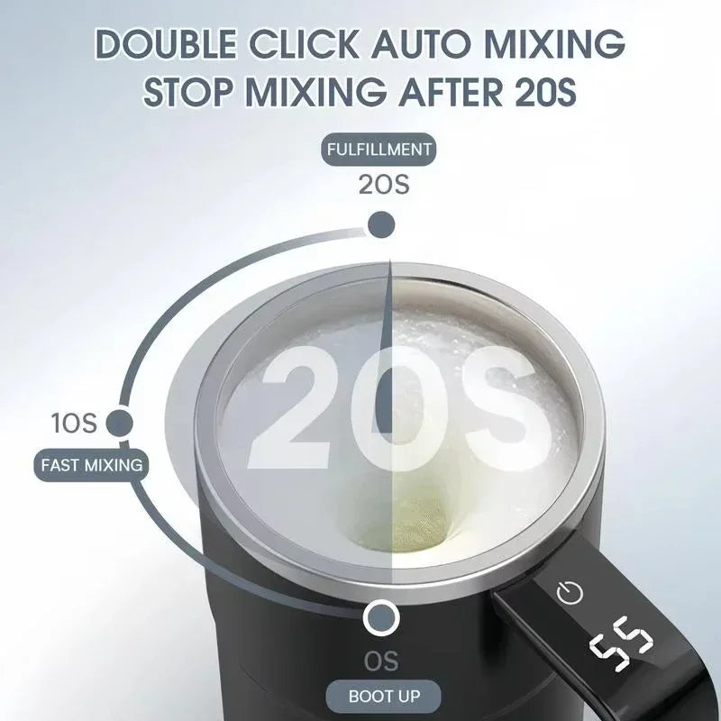 Mini tasse à café électrique auto-mélangante de 380 ml, étanche IP67, compatible avec les aliments, rechargeable par USB, magnétique et automatique pour le thé