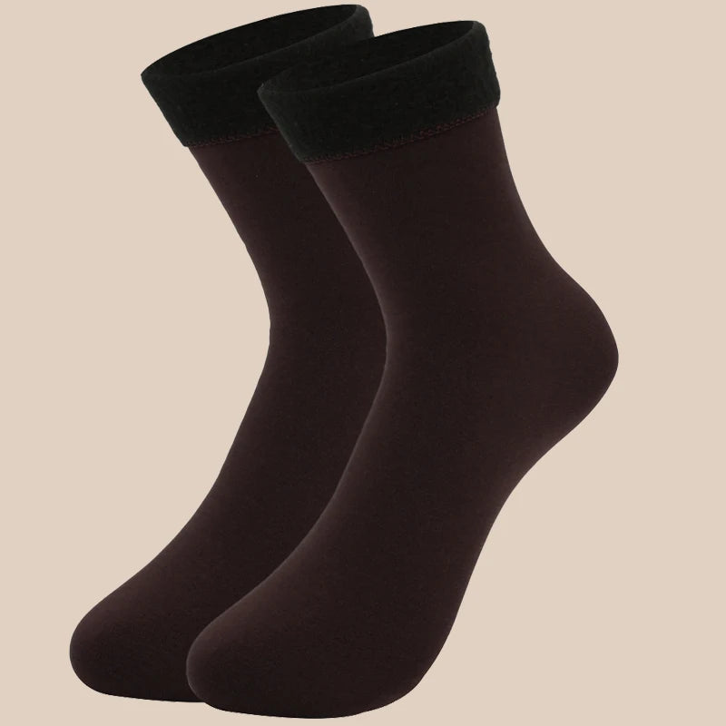Harajuku Autumn Winter Warm Solid Women Sock Wool Thicken Thermal Socks Black Skin Seamless Snow Hosiery Velvet Home Floor Socks