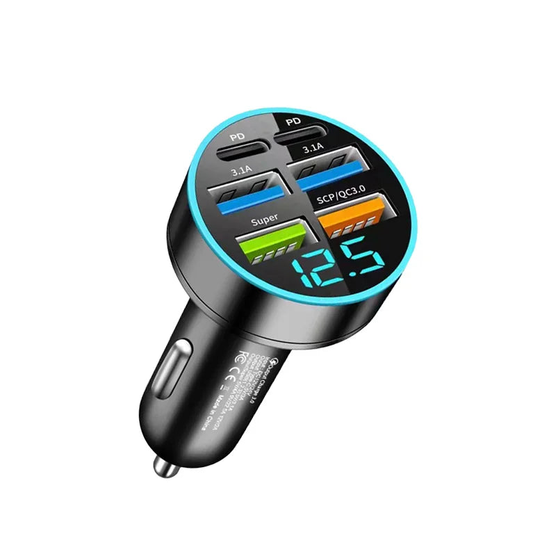 100W 6-Port Fast Car Charger