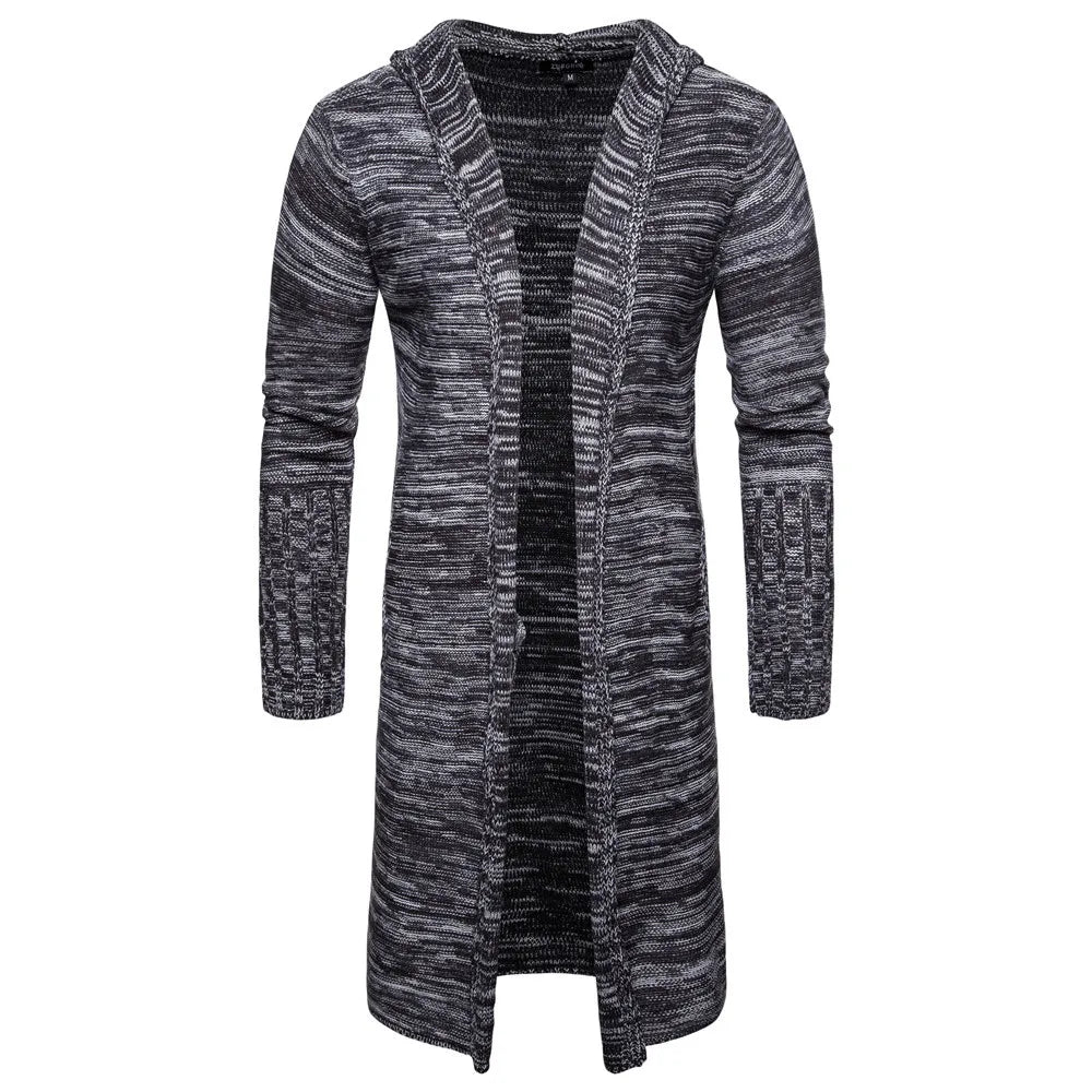Chaquetas de hombre 2022 primavera otoño nuevo suéter casual para hombre copo de nieve con capucha cárdigan de punto medio largo abrigos de hombre