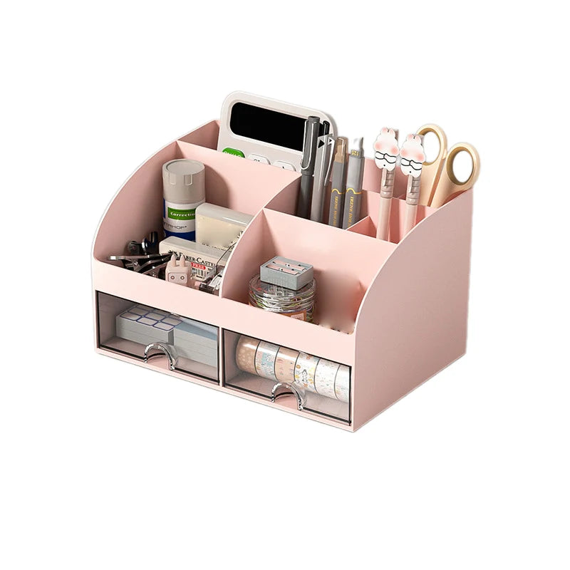 Organizador de escritorio con cajones Organizador de escritorio Caja de almacenamiento de maquillaje de mesa Suave y resistente Caja de almacenamiento de suministros de oficina Múltiple