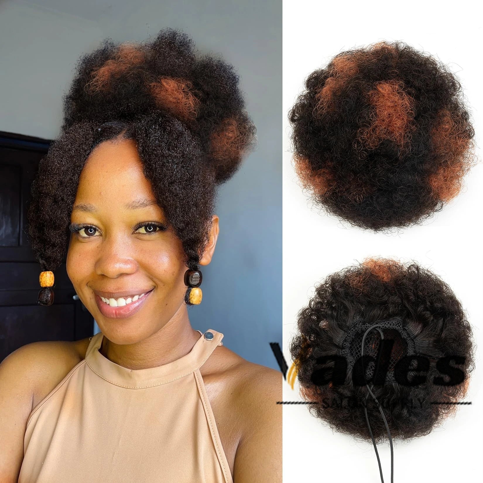Queue de cheval en cheveux humains bouclés Afro Crépus Chignon à cordon de serrage Extensions de chignon haut à clipser pour femmes noires 4 6 8 pouces