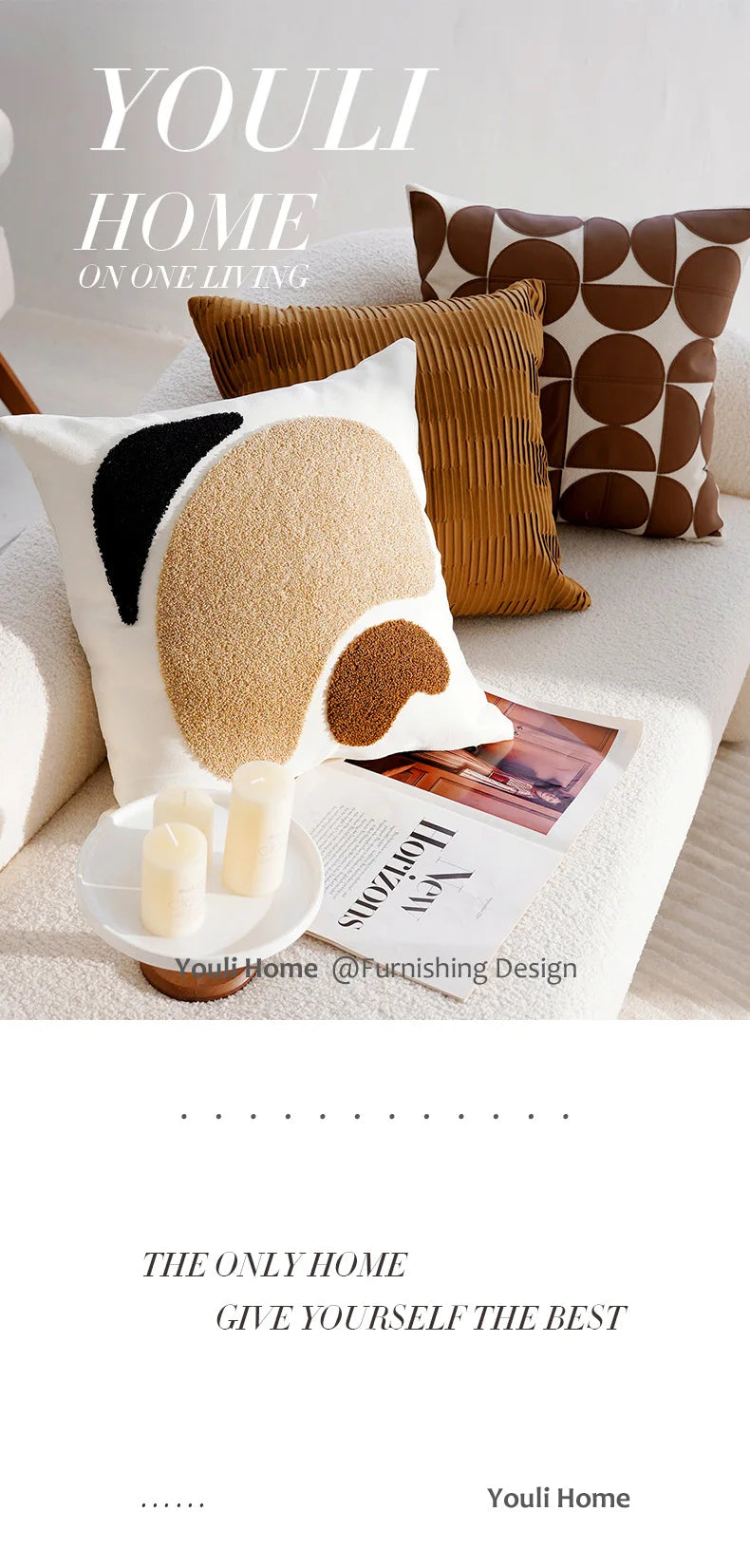Pillow Cover in Cream Color, Retro Style, Brown French Sofa Waist Cushion Cover 45x45cm Pillowcase