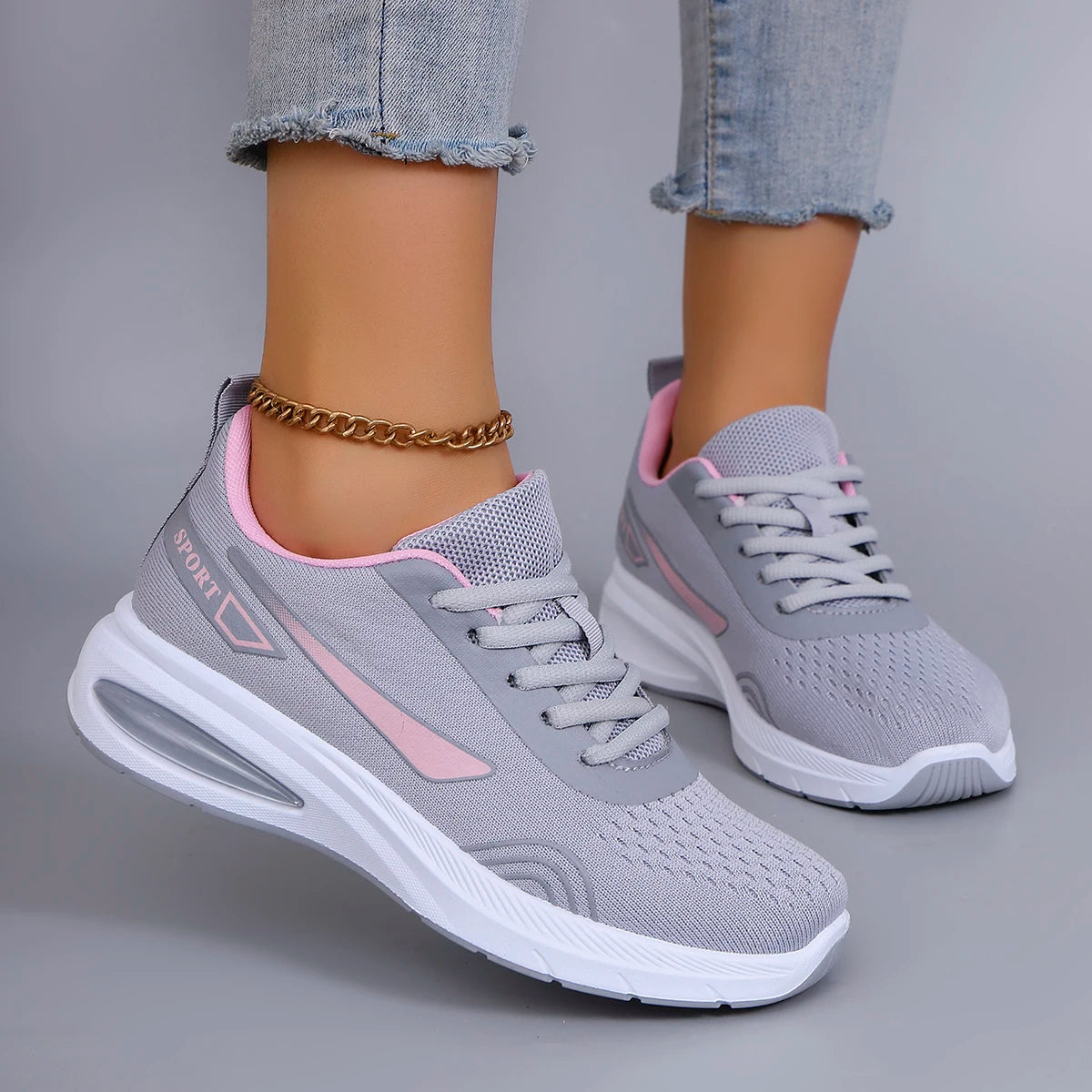 Chaussures de sport pour femmes de printemps, à la mode, respirantes, légères, antidérapantes, résistantes à l'usure, chaussures de sport décontractées, chaussures plates