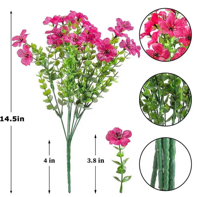 Flores artificiales para exterior, resistentes a los rayos UV, plantas sintéticas para jardín, bodas, hogar, cocina, decoración de granja, plantas artificiales