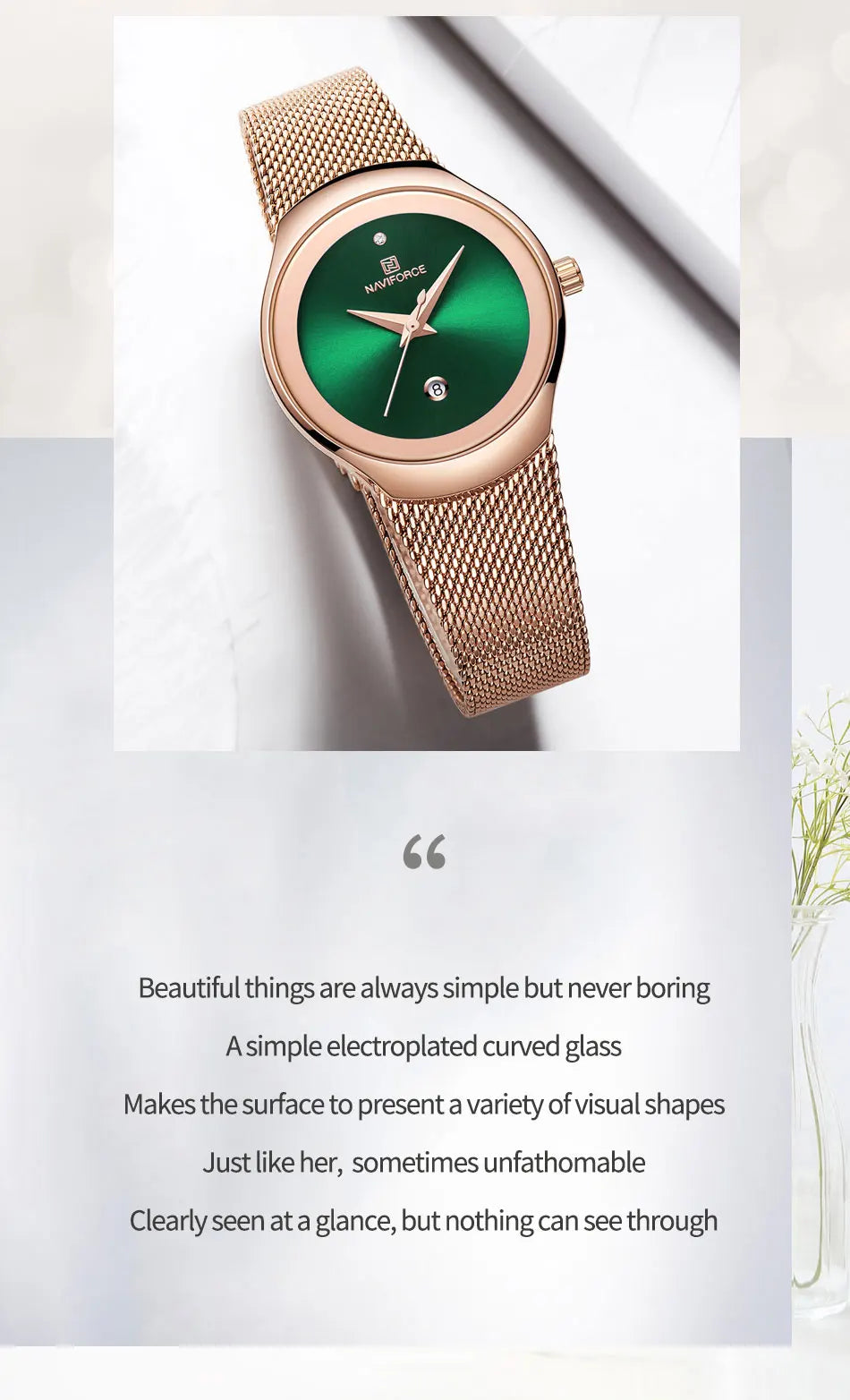 NAVIFORCE 2024 Relojes de mujer Lujo Oro Rosa Ultra Fino Reloj de Señora Lujo Impermeable Reloj de Pulsera de Cuarzo Mujer Reloj Femenino