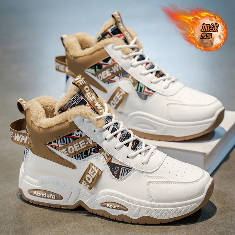 Varme fleece-høye støvler for menn