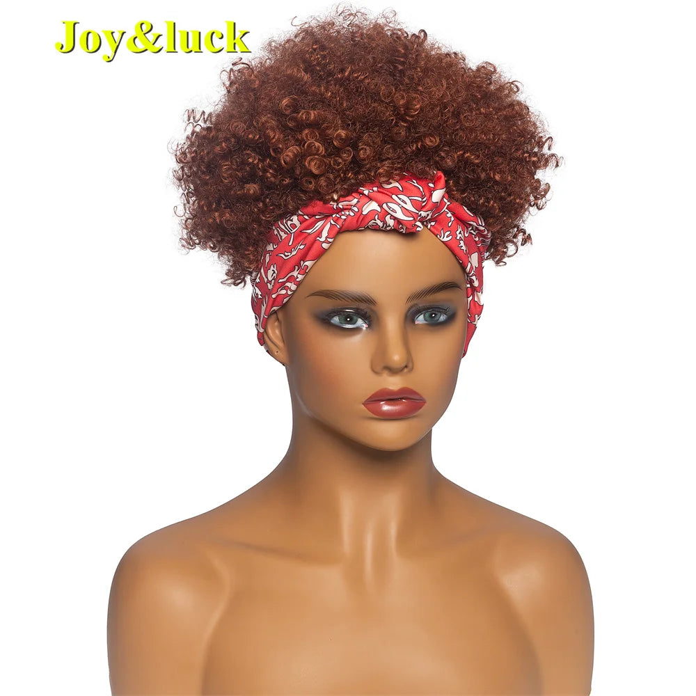 Burgundy Afro Curly Headband Wig