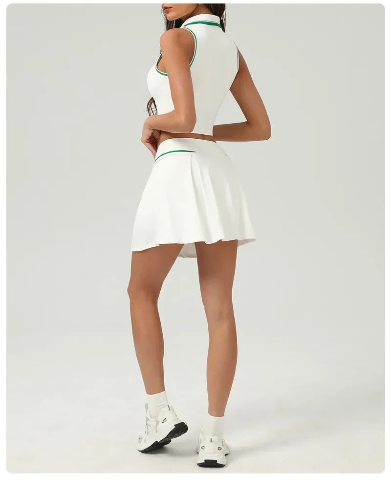 Conjuntos de Falda de Tenis Deportes Fitness Golf Bádminton Correr Ocio Faldas Cortas Ropa de Entrenamiento Trajes de Gimnasio Yoga para Mujeres
