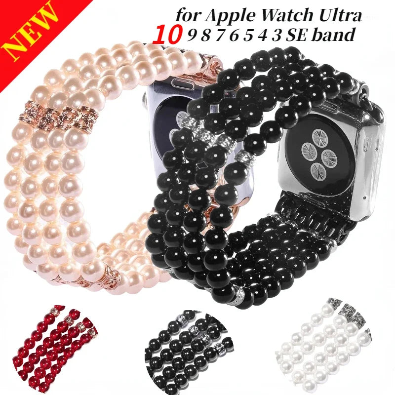 Pearl Jewelry Strap for Apple Watch Band 45mm 41mm 44mm 42mm 40mm 46mm 49mm Woman Bracelet Apple Watch Ultra 10 9 8 7 6 5 4 3 SE