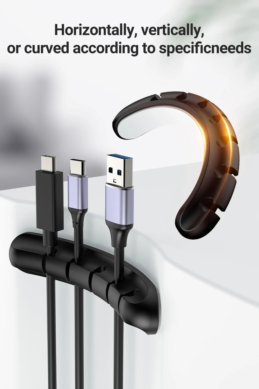 Sujetacables Adhesivos Organizador de Cables para Cable de Carga USB de Escritorio, Cable de Alimentación de Mesilla de Noche, Cable de Ratón