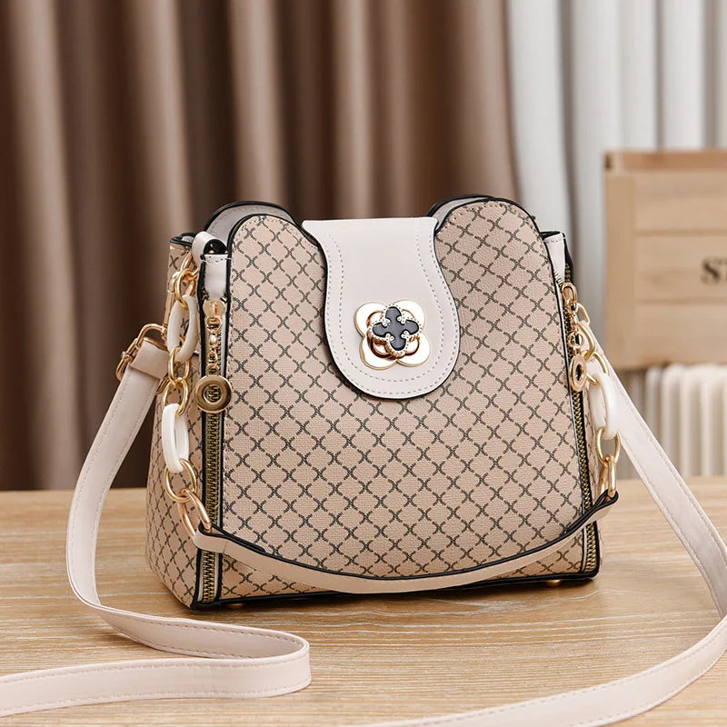 Bolso de hombro nuevo para mujer, bolso de diseñador de lujo para mujer, bolsos de mano de cuero con estampado de monograma, bolso de hombro único