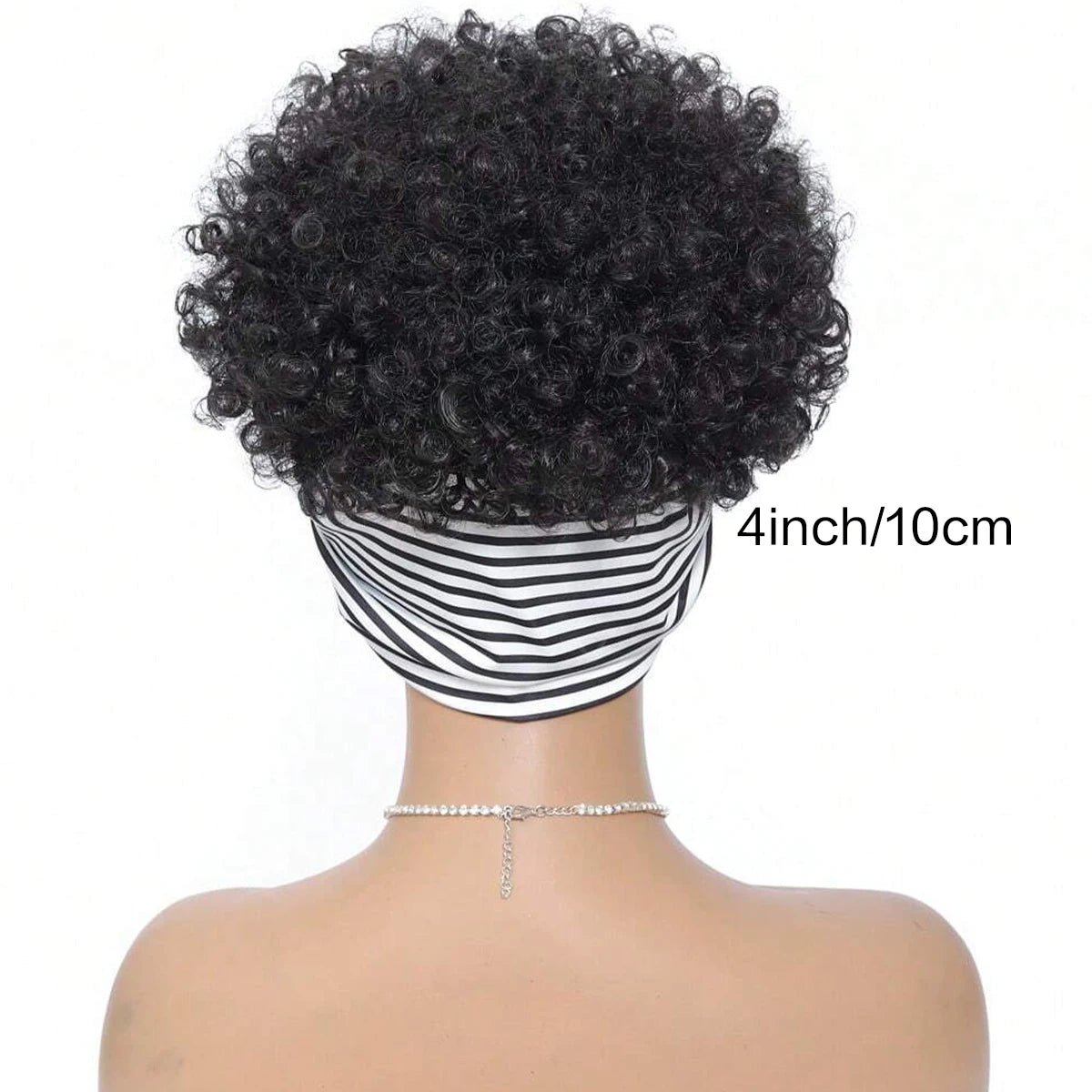 Pelucas de diadema negras para mujeres Peluca rizada afro Kinky con pelucas de pelo corto sintético con diadema adjunta Pelucas con envoltura de cabeza