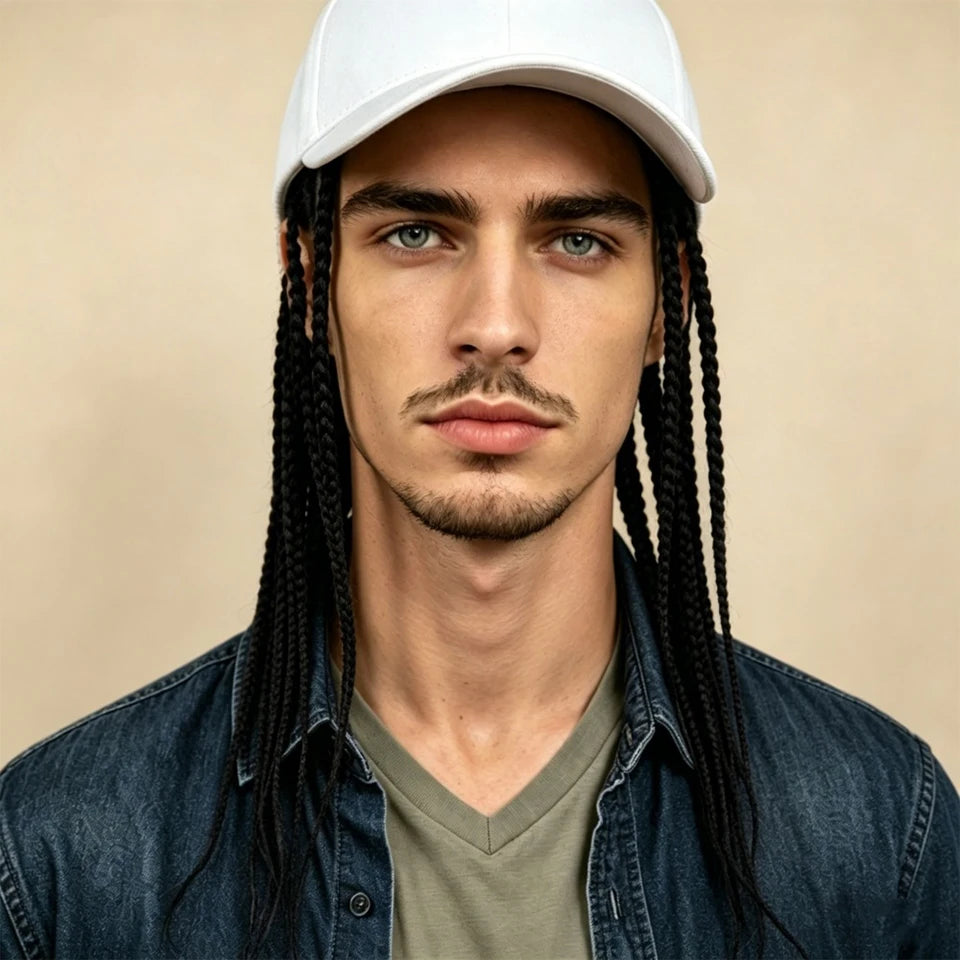Synthetic Hat Hair Extensions Sets African Dreadlocks Wig Hat Fashion Summer Hip Hop Synthetic Braid Wig Peaked Cap For Men Wome