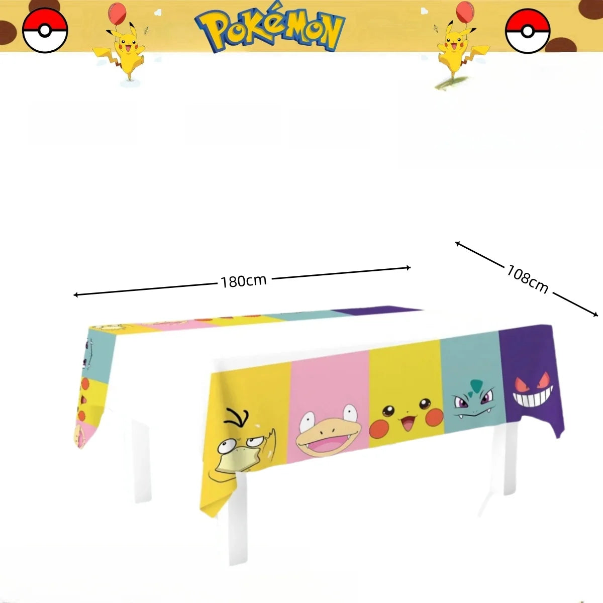 Mantel de Pokémon, decoración de fiesta de cumpleaños de Pikachu, mantel desechable, cubierta de mesa, baby shower, regalo de juguete para niños, suministros para fiestas