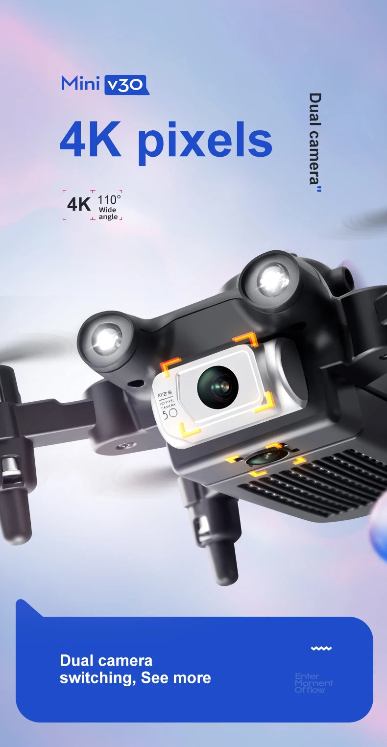 Mini drone 4DRC V30 4K HD double caméra WIFI FPV, drone professionnel à cinq côtés pour éviter les obstacles, hélicoptère RC, jouet cadeau