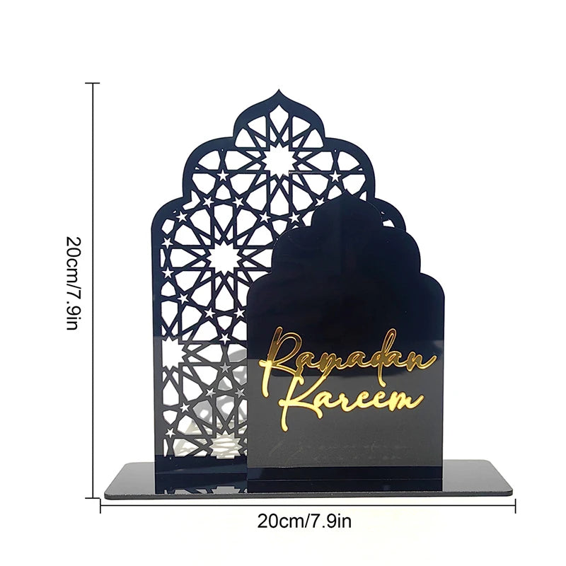 1 juego de decoración acrílica islámica para mesa, mezquita, castillo, artesanía, bricolaje, ornamento de mesa, Eid Mubarak 2025 para el hogar