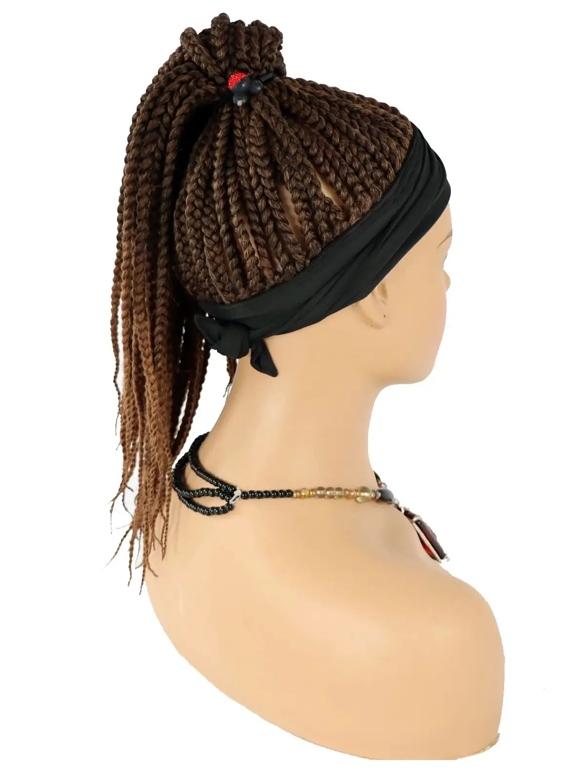 Headband Box Briad Ponytail Synthetic Crochet Braiding Hair Extension Natural Looking Ombre Brown Ponytail for Women